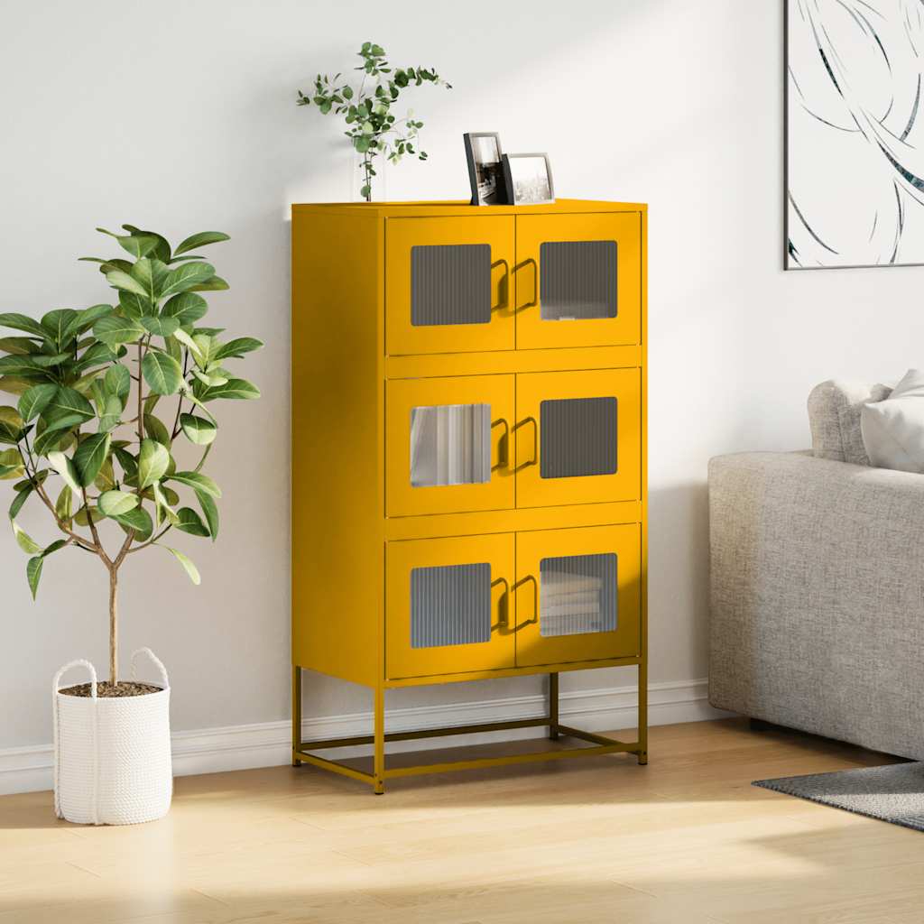 Highboard Μουστάρδα κίτρινη 68x39x123 cm Χάλυβας