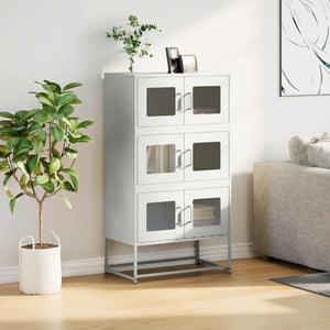 Highboard Λευκό 68x39x123 cm Ατσάλι - Pakobazaar