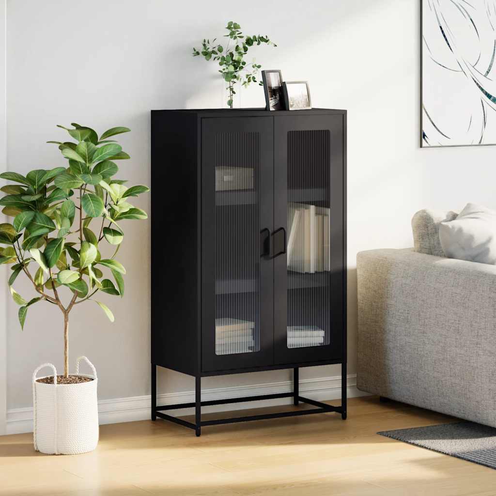 Highboard Μαύρο 68x39x123 cm Χάλυβας - Pakobazaar