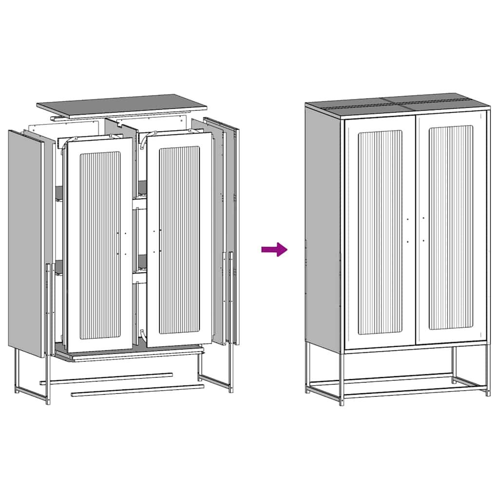 Highboard Μαύρο 68x39x123 cm Χάλυβας - Pakobazaar