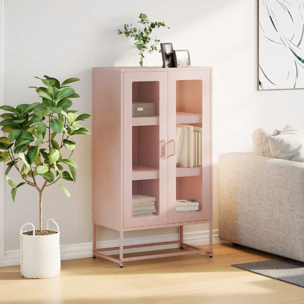 Highboard Ροζ 68x39x123 cm Ατσάλι - Pakobazaar