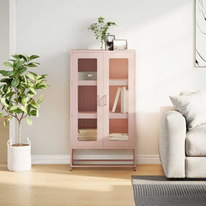 Highboard Ροζ 68x39x123 cm Ατσάλι - Pakobazaar