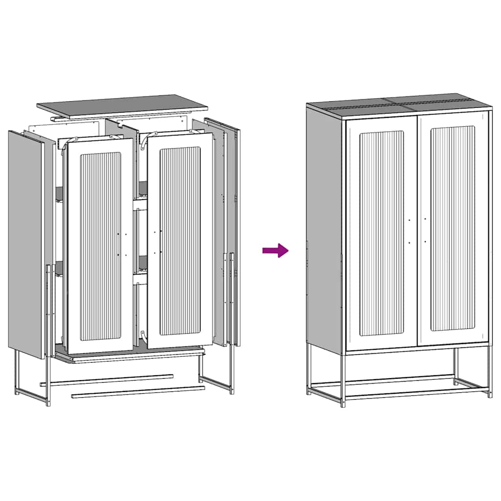 Highboard Ροζ 68x39x123 cm Ατσάλι - Pakobazaar