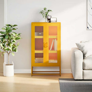 Highboard Μουστάρδα κίτρινη 68x39x123 cm Χάλυβας - Pakobazaar