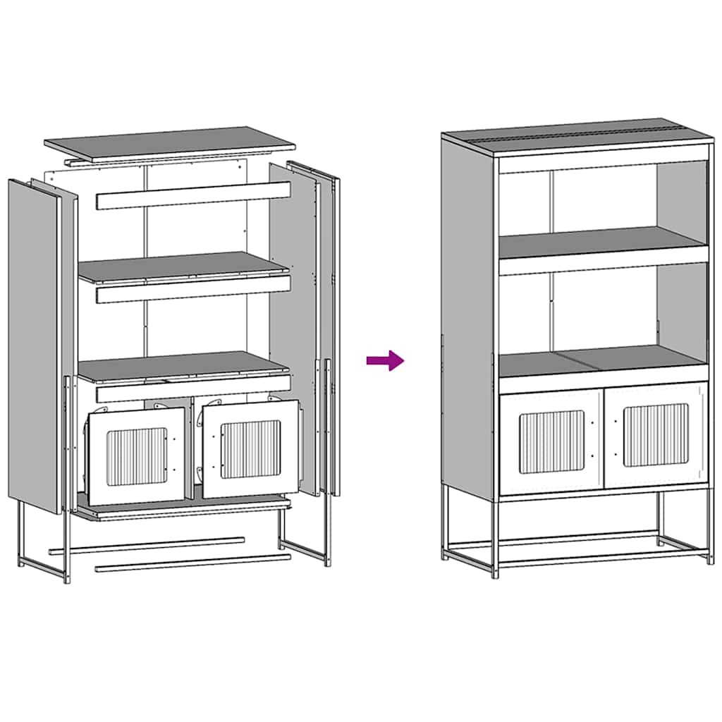 Highboard Μαύρο 68x39x123 cm Χάλυβας