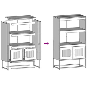 Highboard Μαύρο 68x39x123 cm Χάλυβας