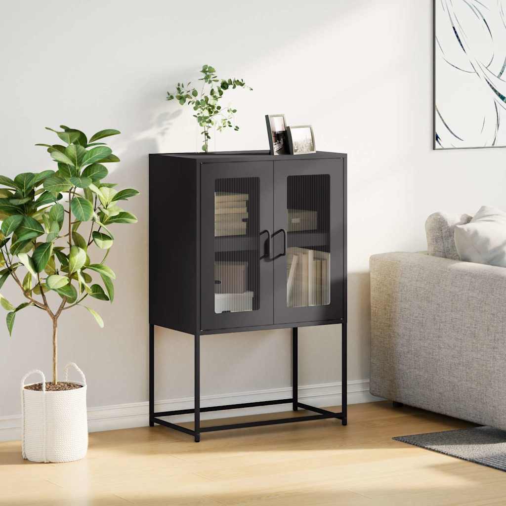 Highboard Μαύρο 68x39x107 cm Ατσάλι - Pakobazaar