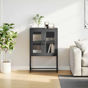 Highboard Μαύρο 68x39x107 cm Ατσάλι - Pakobazaar