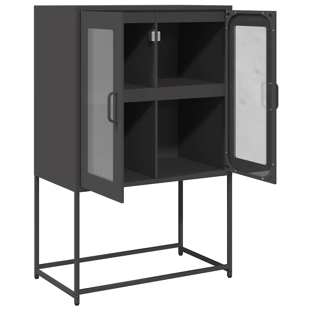 Highboard Μαύρο 68x39x107 cm Ατσάλι - Pakobazaar