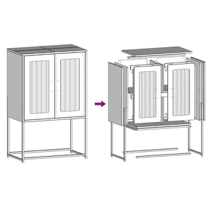Highboard Μαύρο 68x39x107 cm Ατσάλι - Pakobazaar