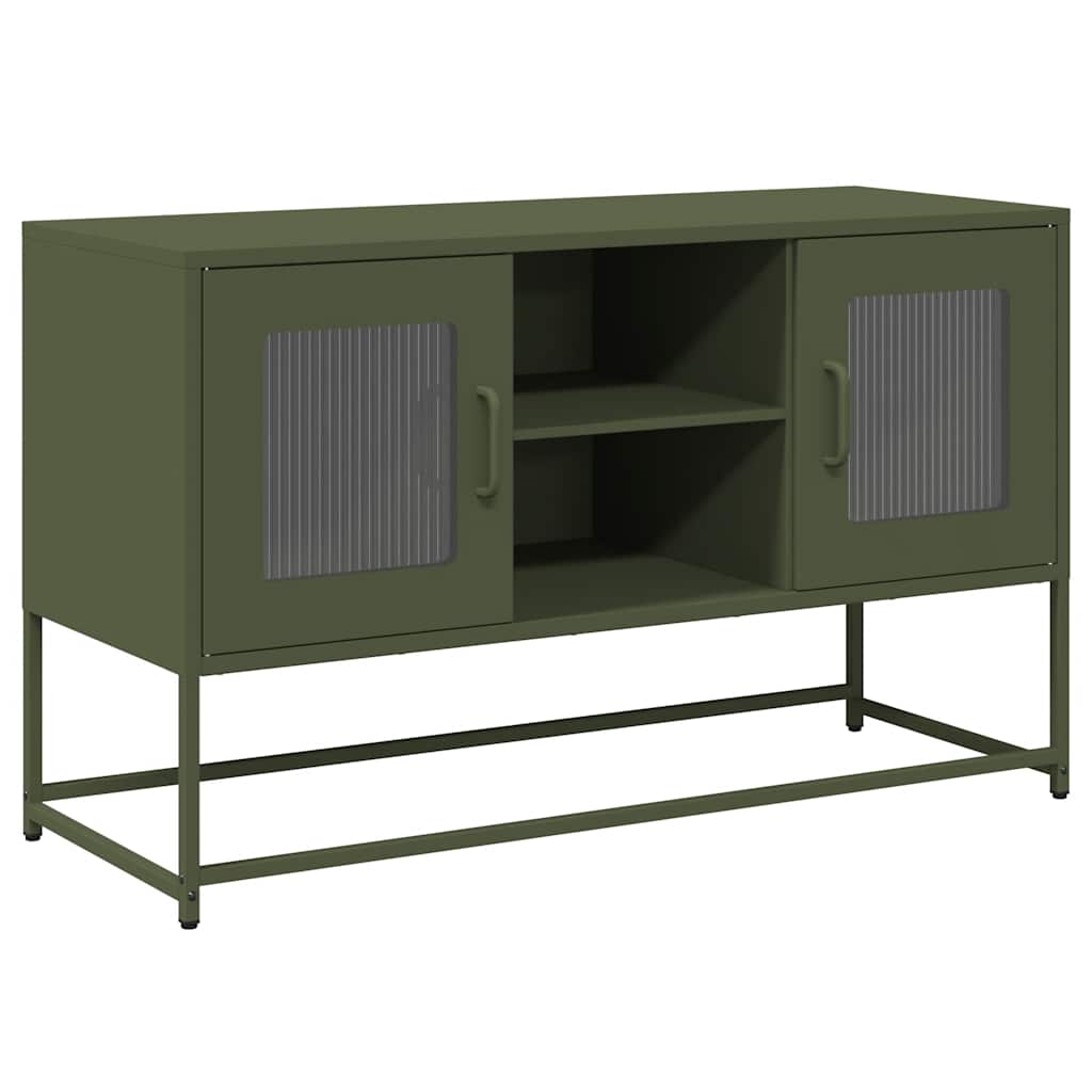 Έπιπλο Τηλεόρασης Πράσινο Λαδί 100,5x39x60,5 εκ. από Ατσάλι
