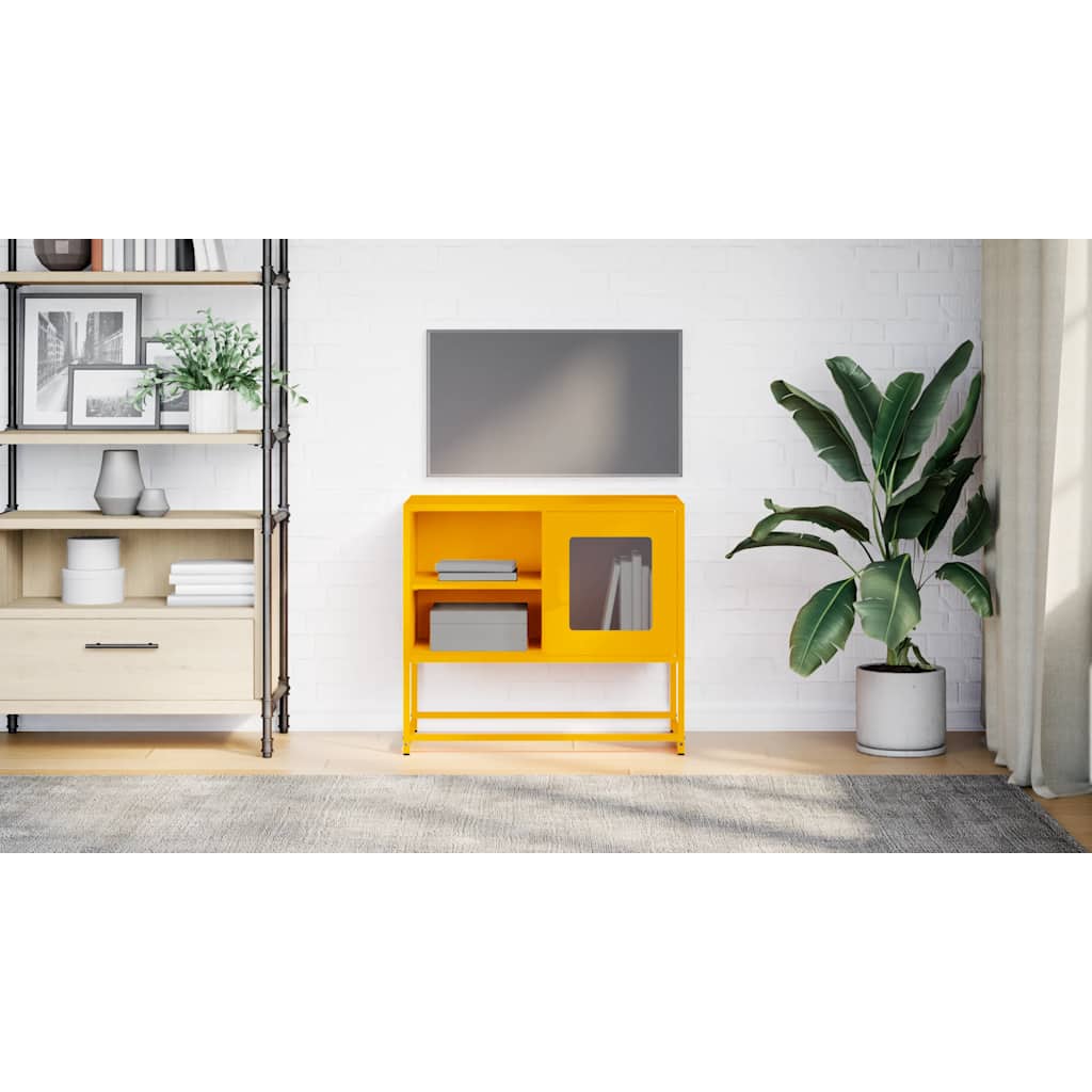 Έπιπλο Τηλεόρασης Μουσταρδί Κίτρινο 68x39x60,5 εκ. από Ατσάλι