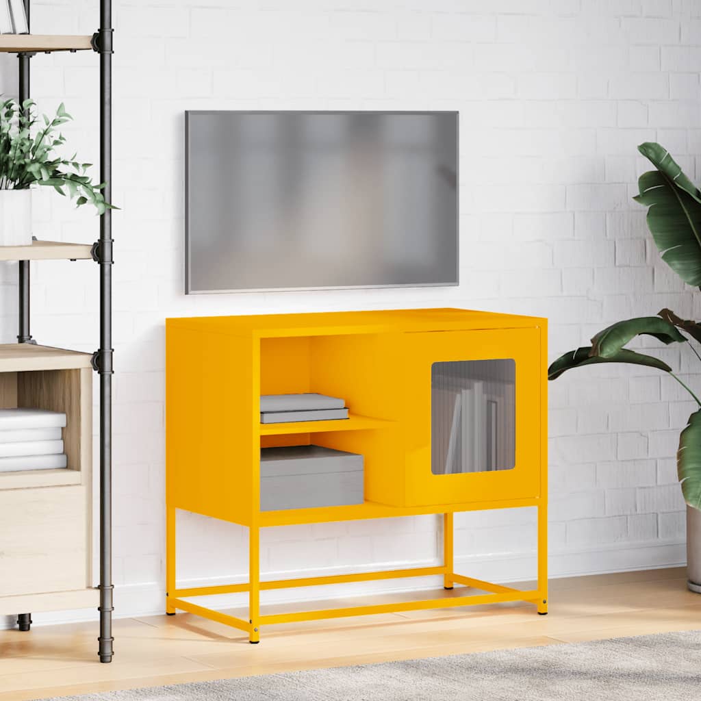 Έπιπλο Τηλεόρασης Μουσταρδί Κίτρινο 68x39x60,5 εκ. από Ατσάλι