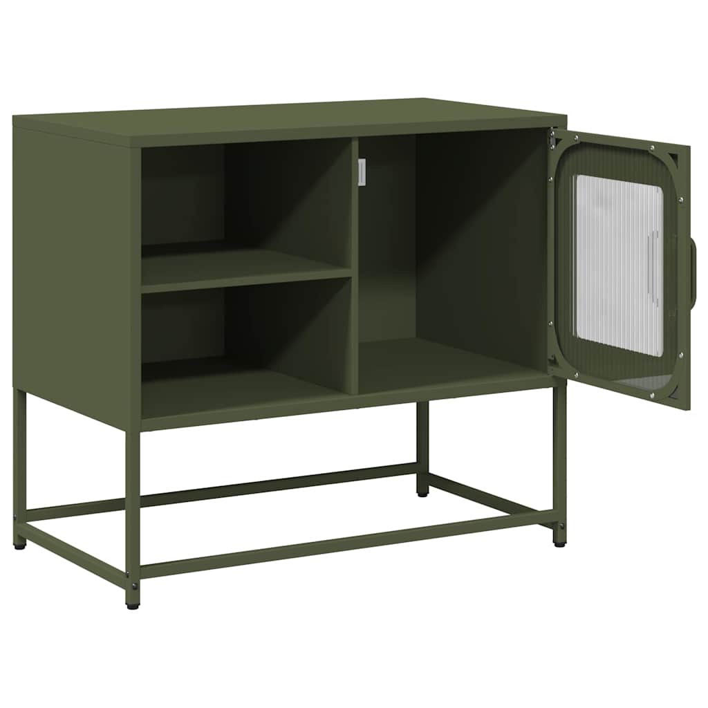 Έπιπλο Τηλεόρασης Πράσινο Λαδί 68,5x39x60,5 εκ. από Ατσάλι - Pakobazaar