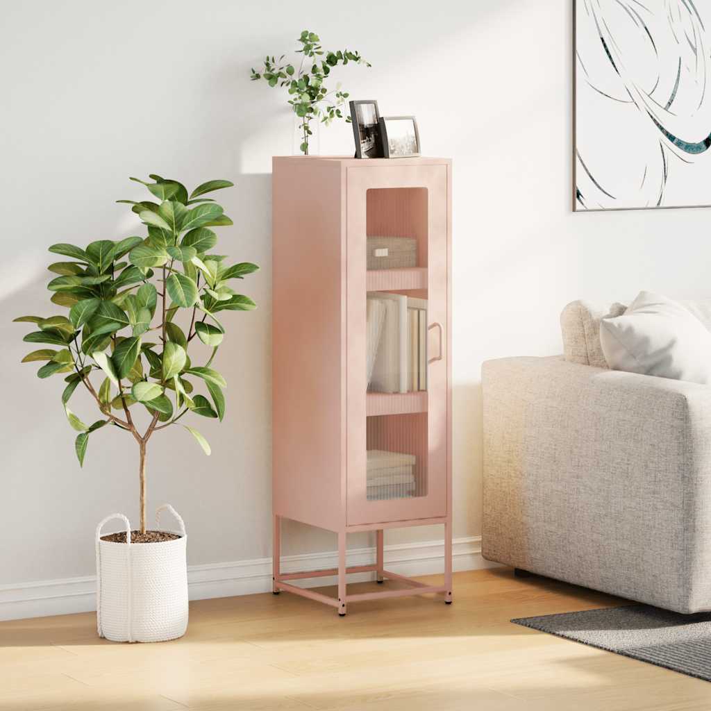 Highboard Ροζ 36x39x123 cm Ατσάλι ψυχρής έλασης