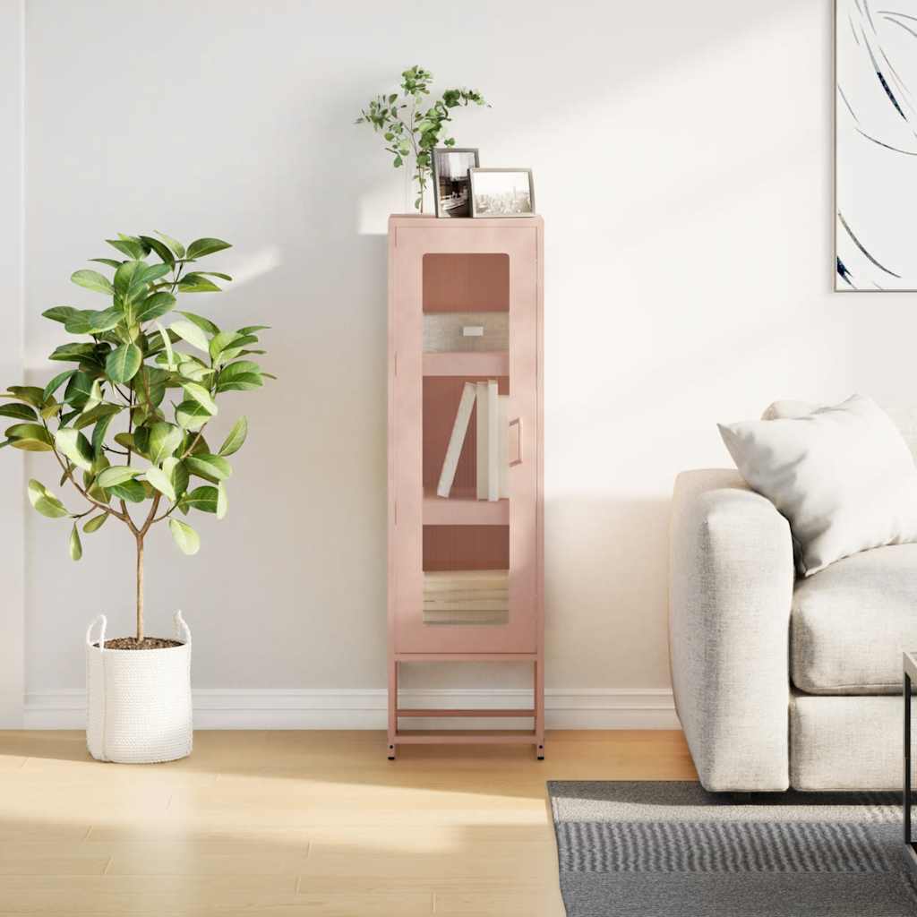 Highboard Ροζ 36x39x123 cm Ατσάλι ψυχρής έλασης