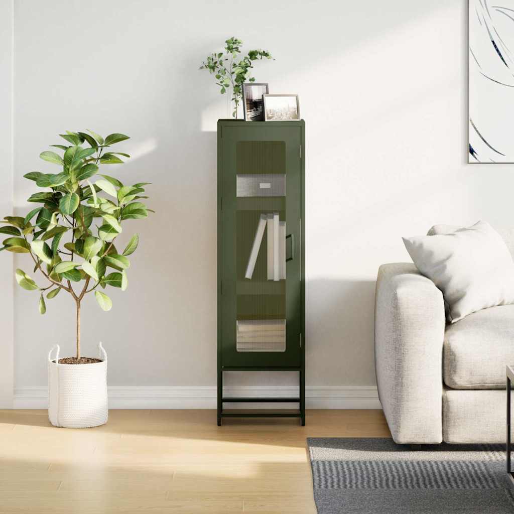 Highboard Ελαιοπράσινο 36x39x123 cm Ατσάλι ψυχρής έλασης