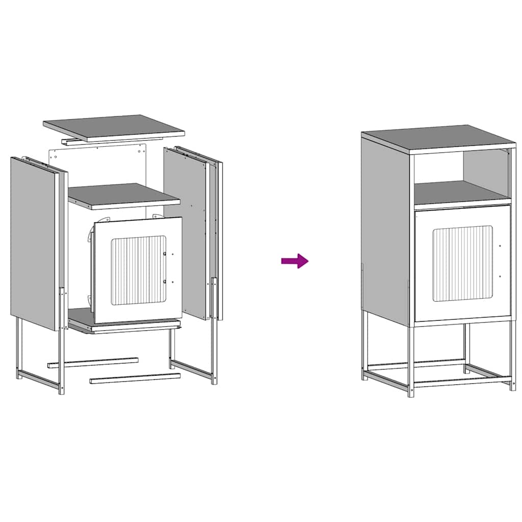 Κομοδίνο Μαύρο 36x39x78 cm από χάλυβα ψυχρής έλασης