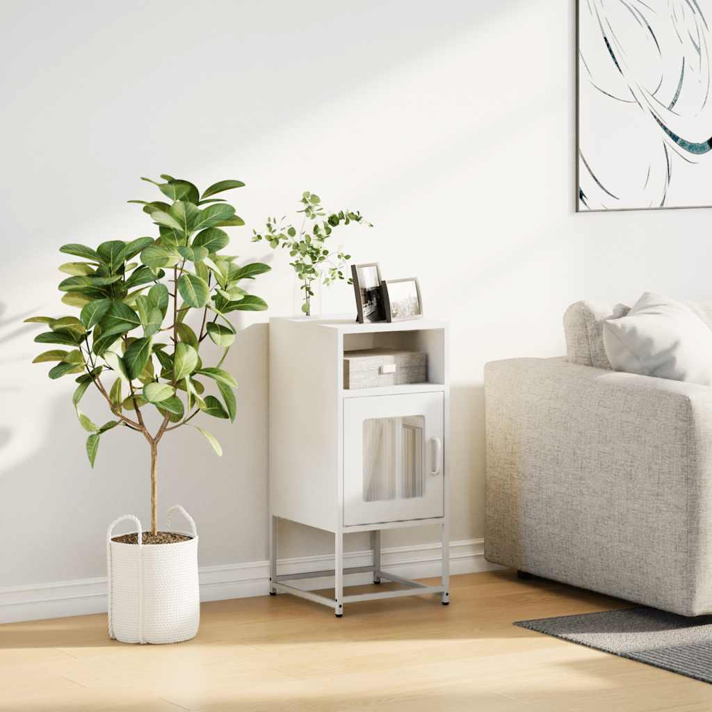 Κομοδίνο λευκό 36x39x78 cm από χάλυβα ψυχρής έλασης