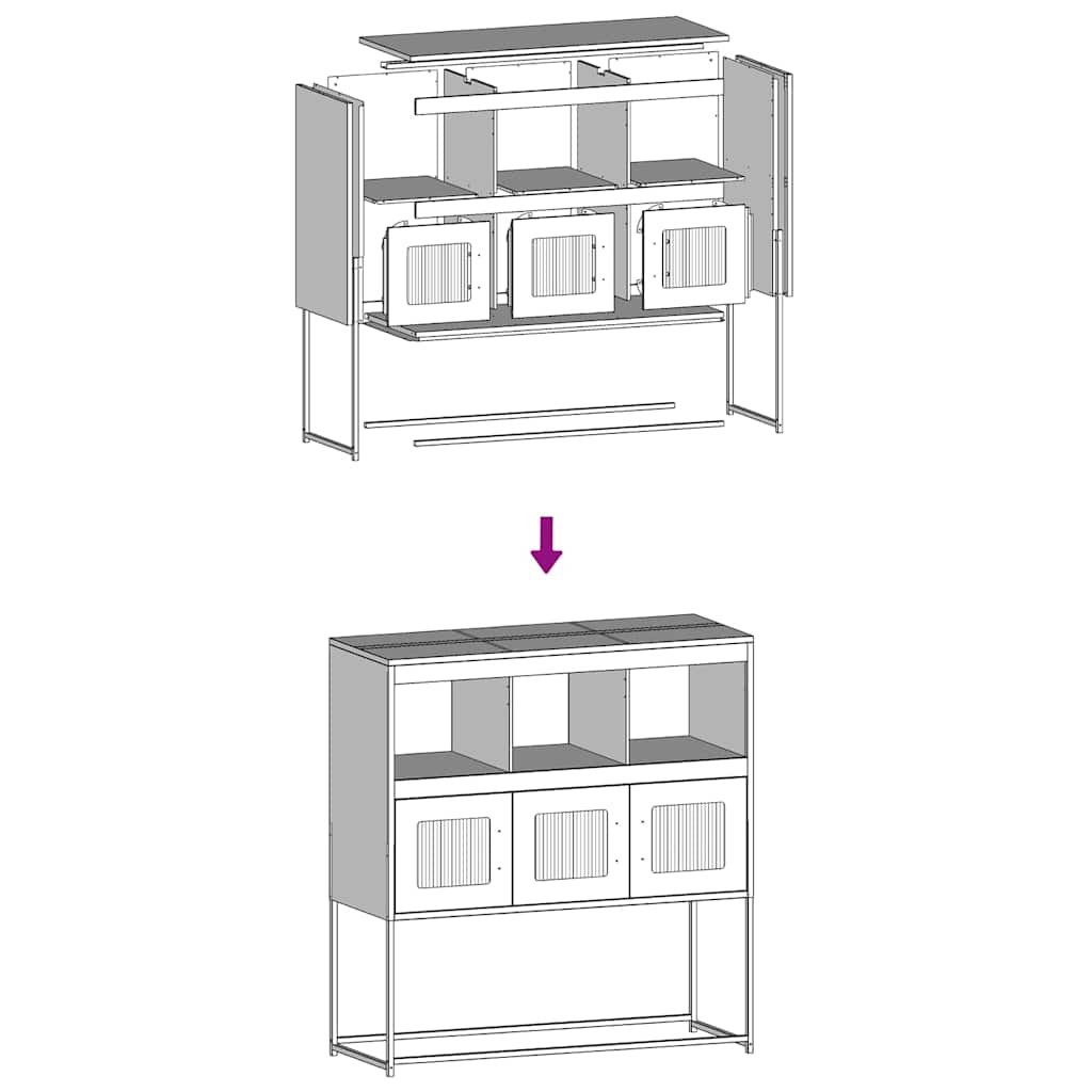 Ντουλάπι Ανθρακί 100,5x39x107 εκ. από Χάλυβα Ψυχρής Έλασης