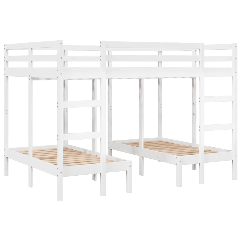 Σκελετός Τριπλής Κουκέτας Λευκός 140x200/70x140 εκ. Μασίφ Πεύκο
