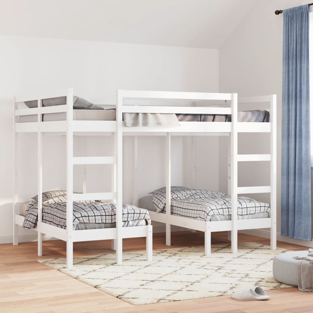 Σκελετός Τριπλής Κουκέτας Λευκός 140x200/70x140 εκ. Μασίφ Πεύκο