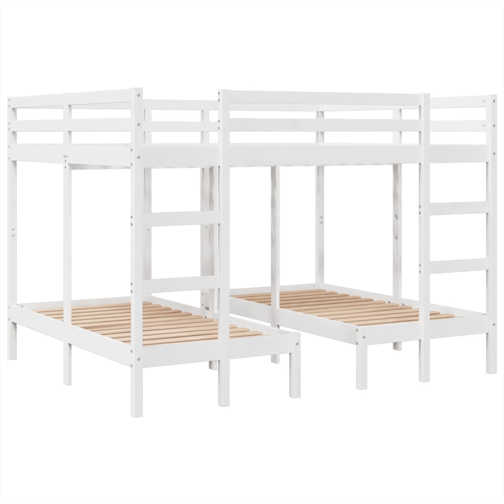 Σκελετός Τριπλής Κουκέτας Λευκός 160x200/80x160 εκ. Μασίφ Πεύκο