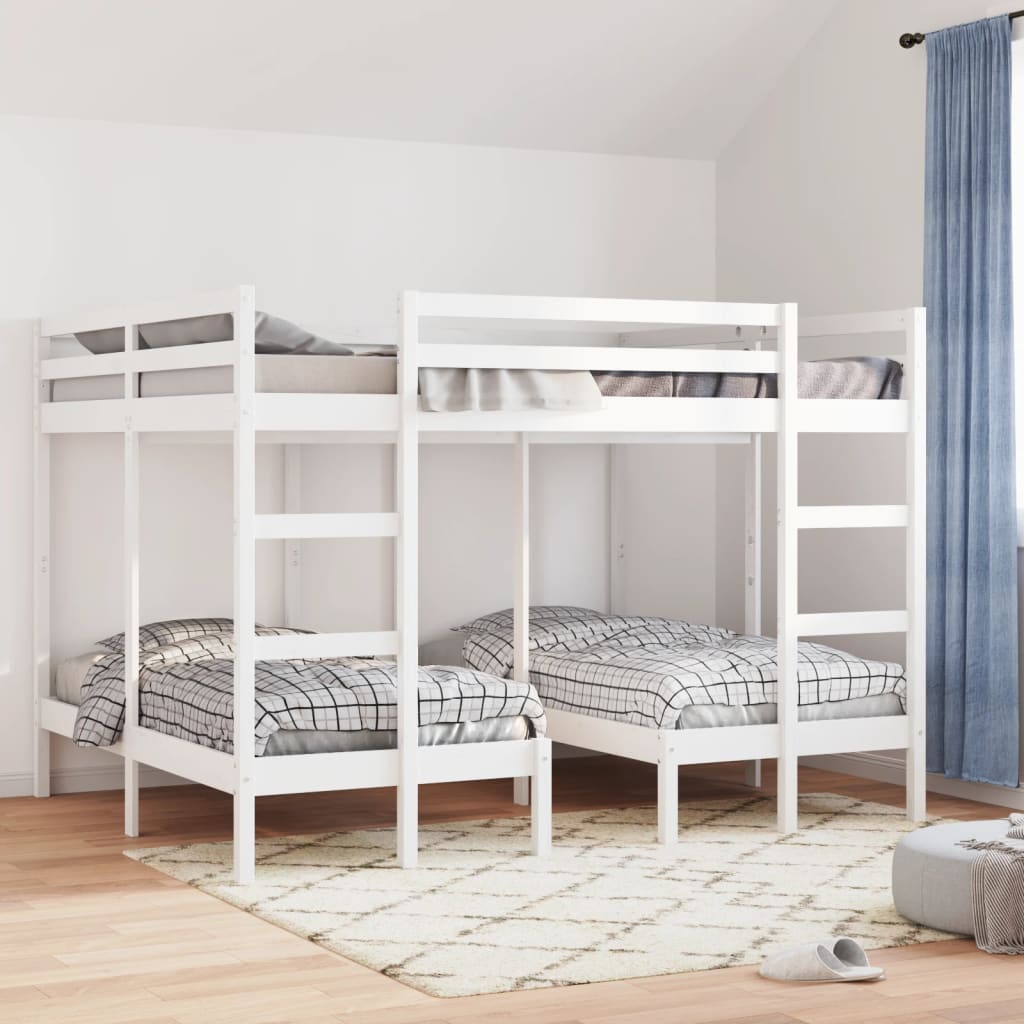 Σκελετός Τριπλής Κουκέτας Λευκός 160x200/80x160 εκ. Μασίφ Πεύκο