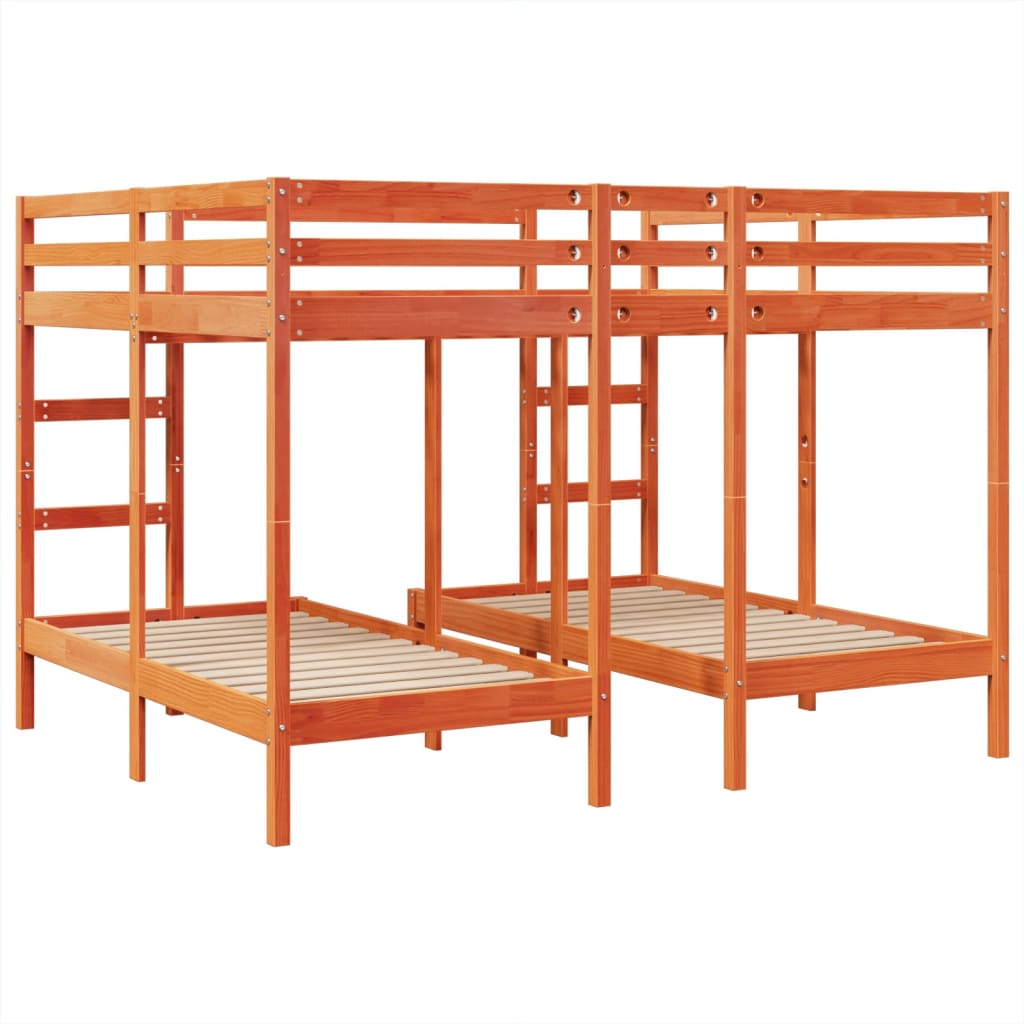 Σκελετός Τριπλής Κουκέτας Καφέ 160x200/80x160 εκ. Μασίφ Πεύκο