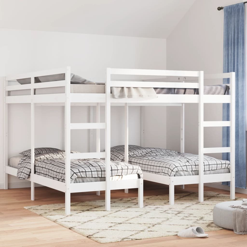 Σκελετός Τριπλής Κουκέτας Λευκός 200x200/80x200 εκ. Μασίφ Πεύκο