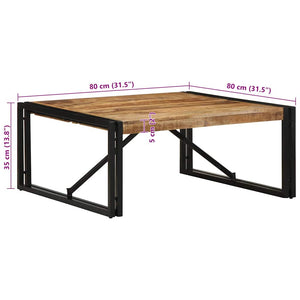 Τραπεζάκι σαλονιού 80x80x35 cm Στερεό ακατέργαστο ξύλο Mango - Pakobazaar