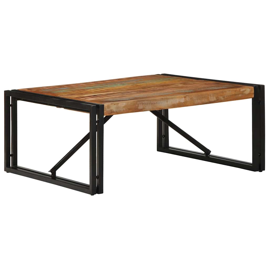 Τραπεζάκι σαλονιού πολύχρωμο 80x80x35cm Ξύλο μασίφ ανακυκλωμένο