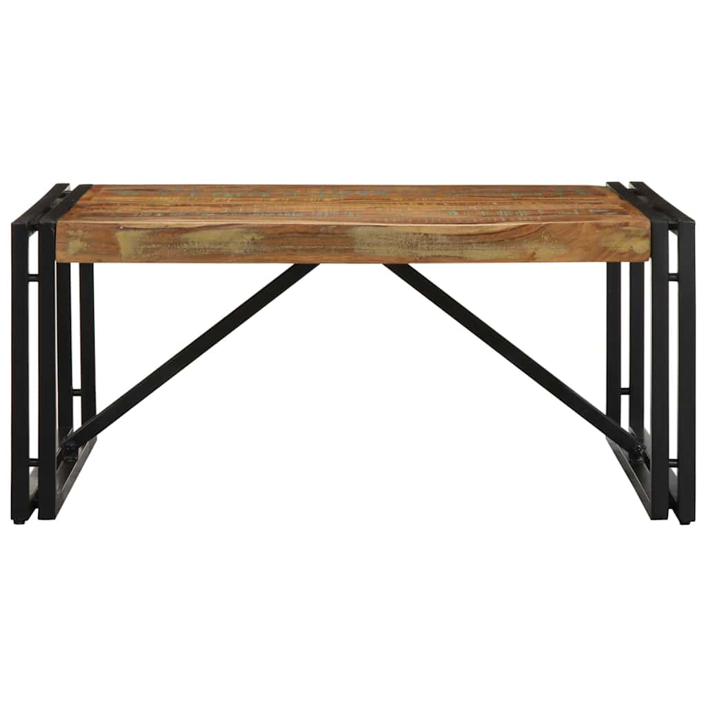 Τραπεζάκι σαλονιού πολύχρωμο 80x80x35cm Ξύλο μασίφ ανακυκλωμένο