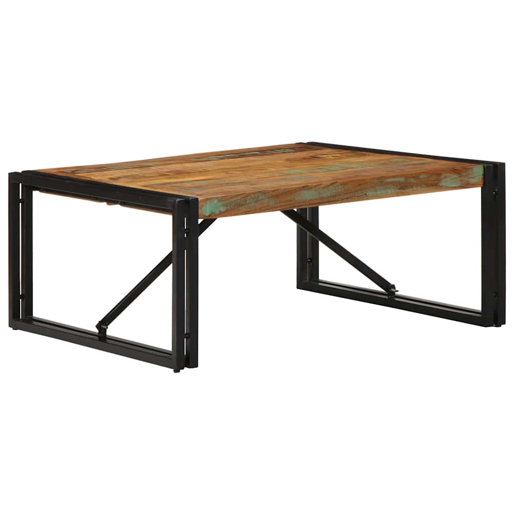 Τραπεζάκι σαλονιού πολύχρωμο 80x80x35cm Ξύλο μασίφ ανακυκλωμένο