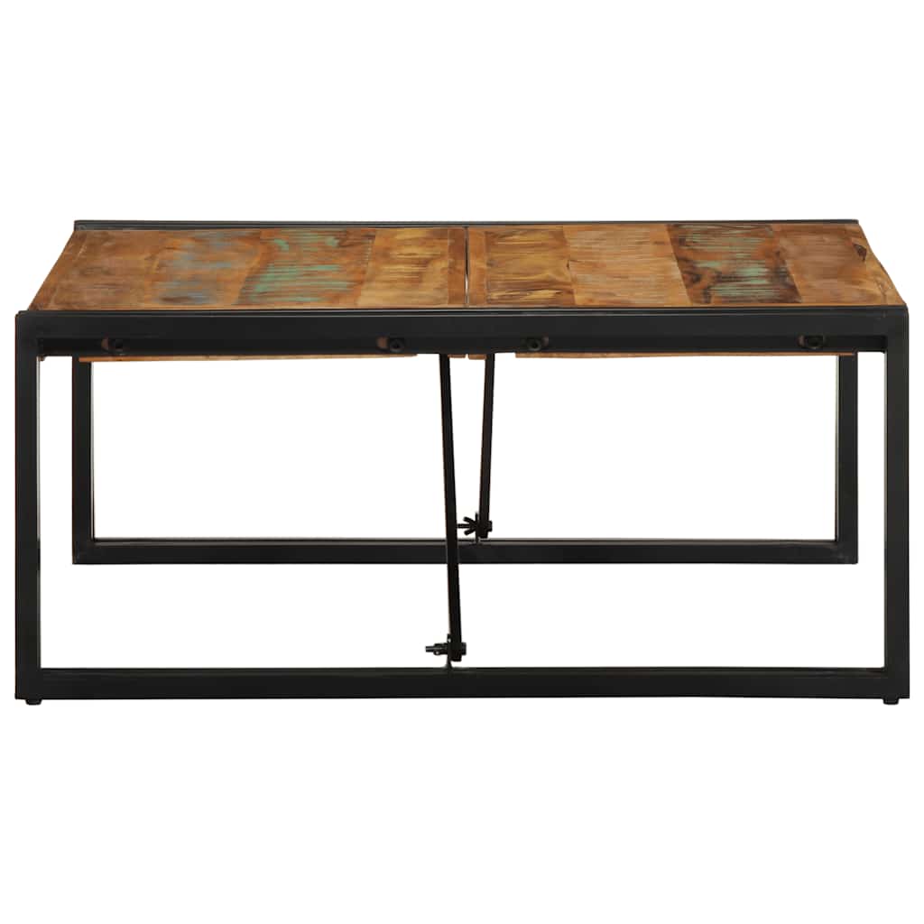 Τραπεζάκι σαλονιού πολύχρωμο 80x80x35cm Ξύλο μασίφ ανακυκλωμένο