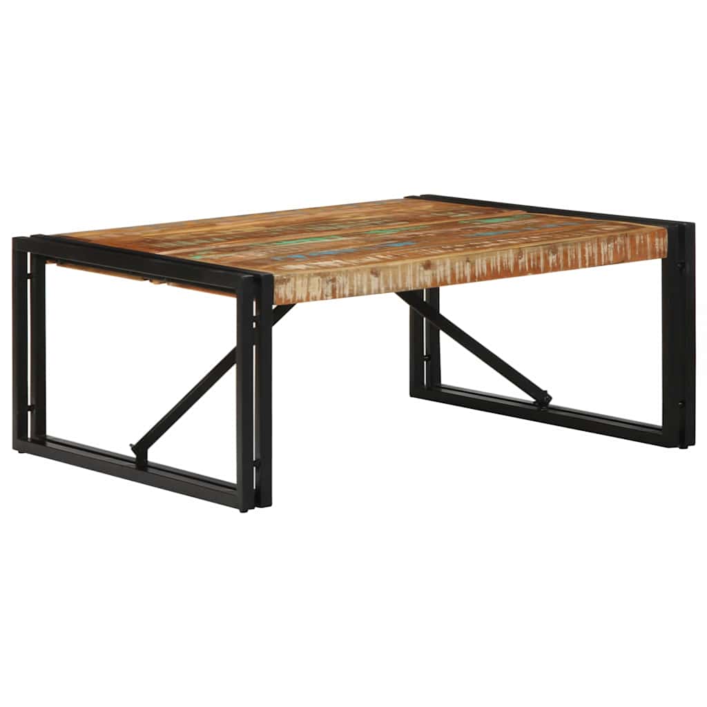 Τραπεζάκι σαλονιού πολύχρωμο 80x80x35cm Ξύλο μασίφ ανακυκλωμένο