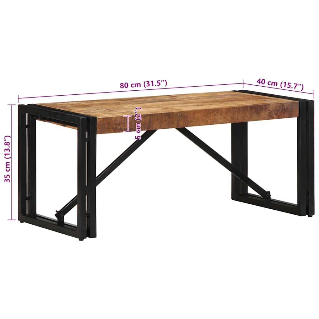 Τραπεζάκι σαλονιού 80x40x35 cm Στερεό ακατέργαστο ξύλο Mango - Pakobazaar
