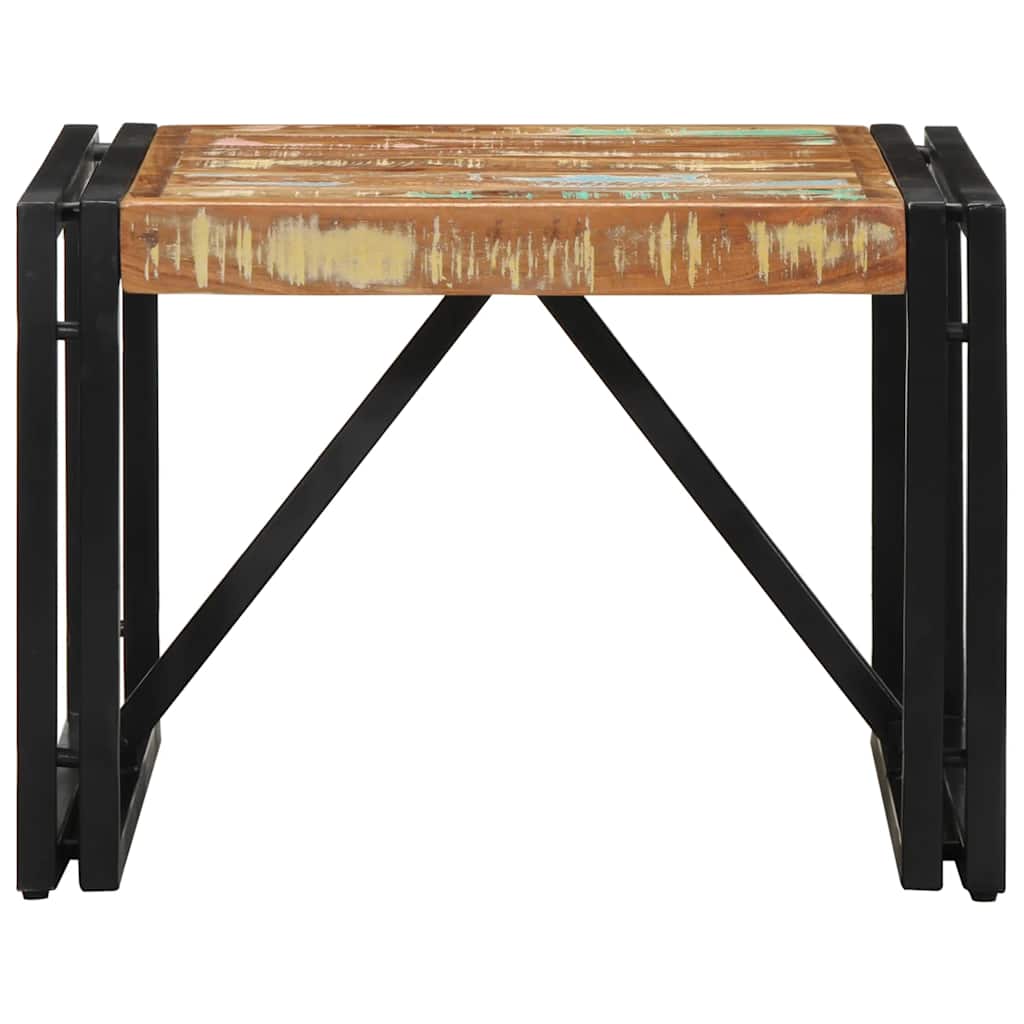 Τραπεζάκι σαλονιού πολύχρωμο 50x50x35cm Ξύλο μασίφ ανακυκλωμένο