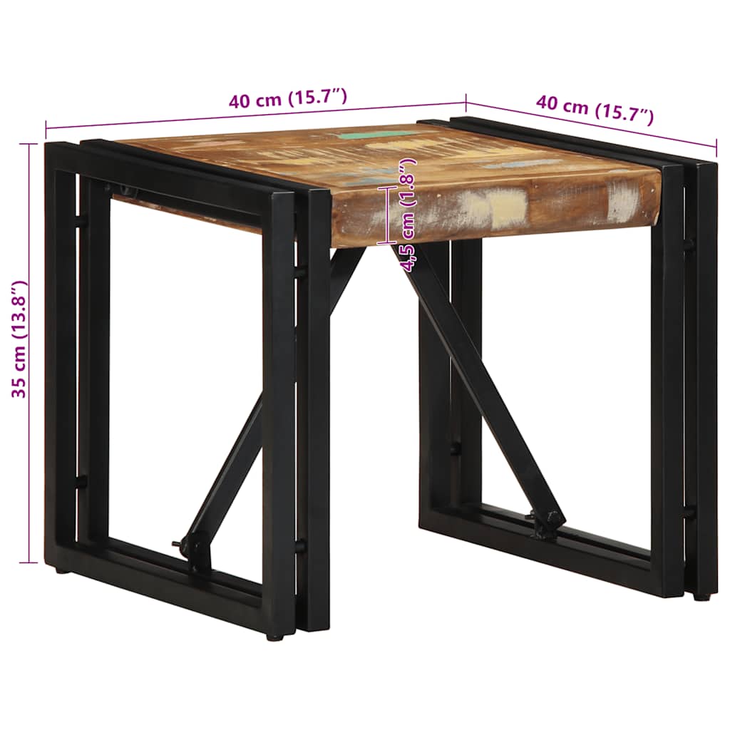 Τραπεζάκι σαλονιού πολύχρωμο 40x40x35cm Ξύλο μασίφ ανακυκλωμένο