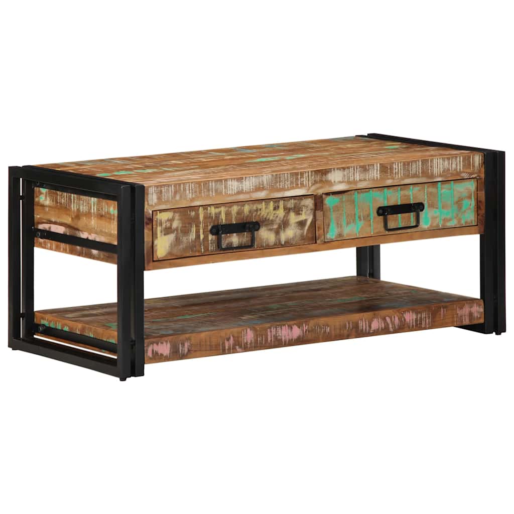 Τραπεζάκι σαλονιού πολύχρωμο 90x50x38cm Ξύλο μασίφ αναγεννημένο