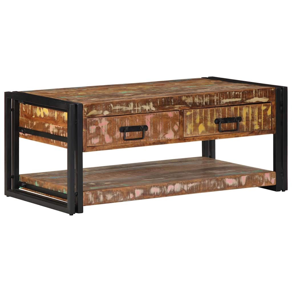 Τραπεζάκι σαλονιού πολύχρωμο 90x50x38cm Ξύλο μασίφ αναγεννημένο