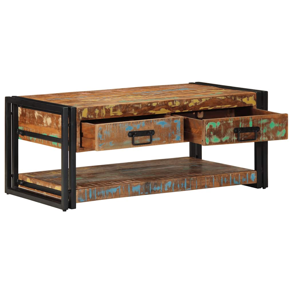 Τραπεζάκι σαλονιού πολύχρωμο 90x50x38cm Ξύλο μασίφ αναγεννημένο