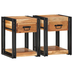Κομοδίνο 2 pcs Καφέ 40 x 35 x 50 εκ. Μασίφ ξύλο ακακίας - Pakobazaar