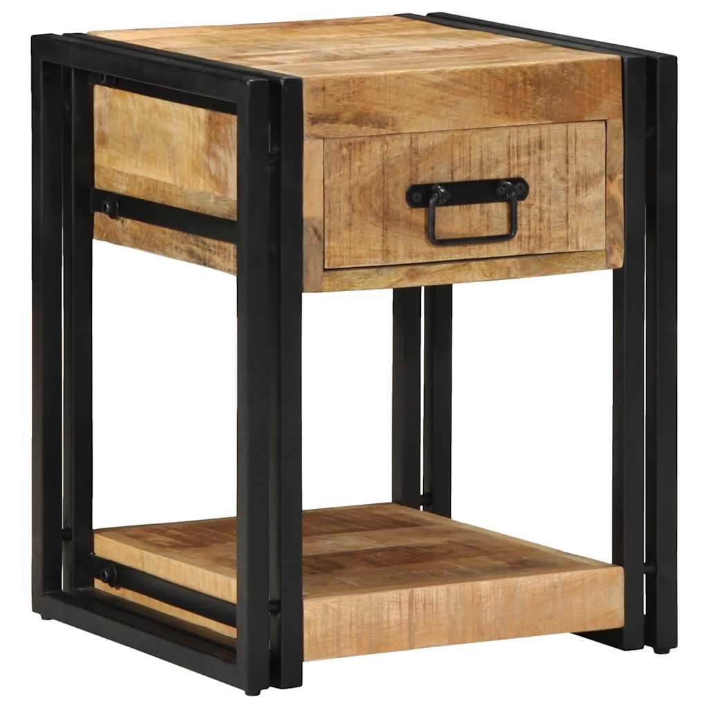 Κομοδίνα 2 τεμ. 40x40x50 εκ. από Μασίφ Ακατέργαστο Ξύλο Μάνγκο - Pakobazaar
