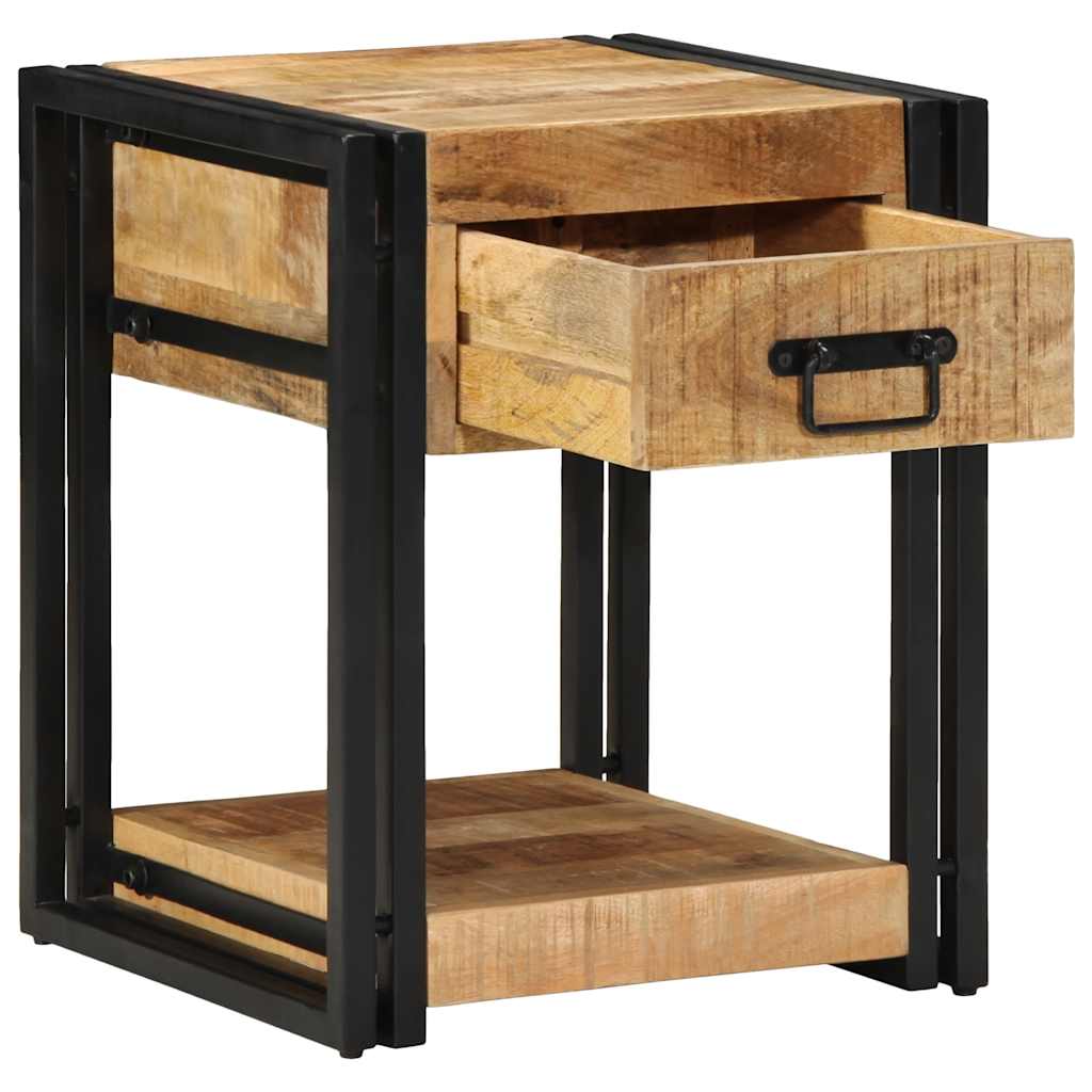 Κομοδίνα 2 τεμ. 40x40x50 εκ. από Μασίφ Ακατέργαστο Ξύλο Μάνγκο - Pakobazaar