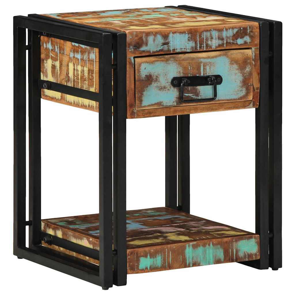 Κομοδίνο Πολύχρωμο 40 x 40 x 50 cm Στερεό Ανακτηθέν Ξύλο