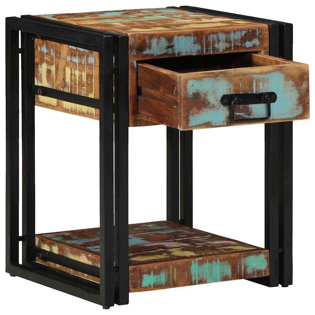 Κομοδίνο Πολύχρωμο 40 x 40 x 50 cm Στερεό Ανακτηθέν Ξύλο