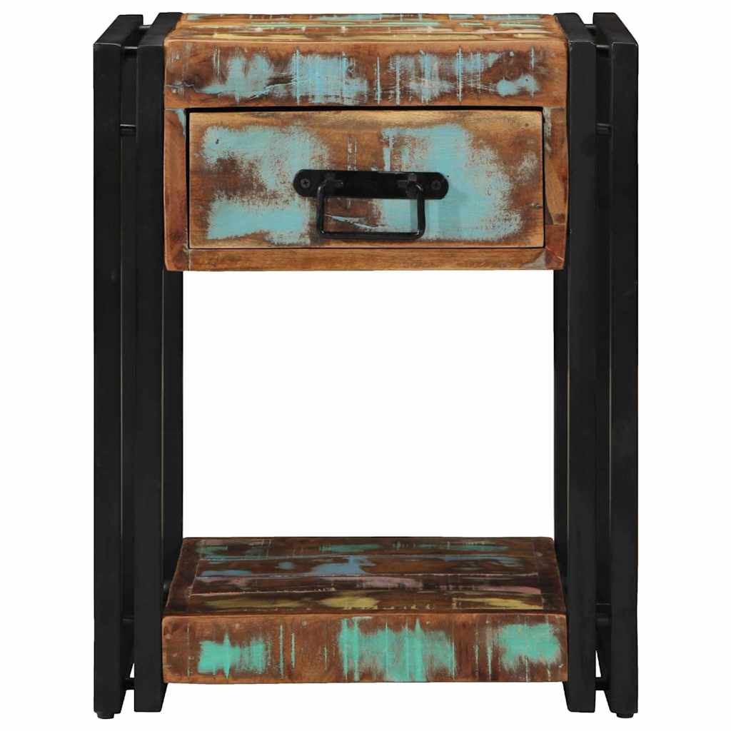 Κομοδίνο Πολύχρωμο 40 x 40 x 50 cm Στερεό Ανακτηθέν Ξύλο