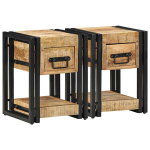 Κομοδίνο 2 pcs Καφέ 30 x 30 x 40 cm Μασίφ ξύλο μάνγκο - Pakobazaar