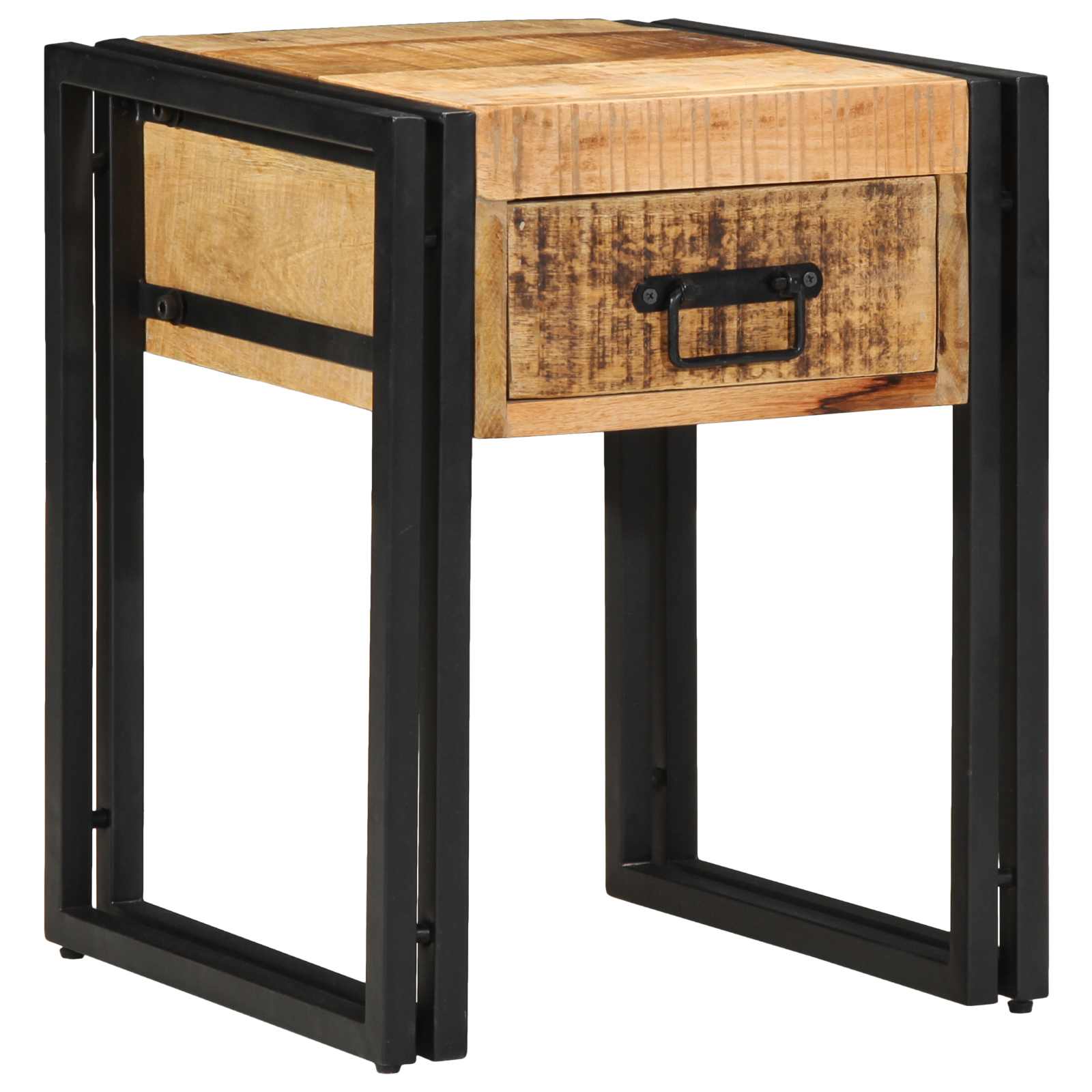 End Table Καφέ και Μαύρο 40 x 40 x 50 cm Στερεό ξύλο μάνγκο